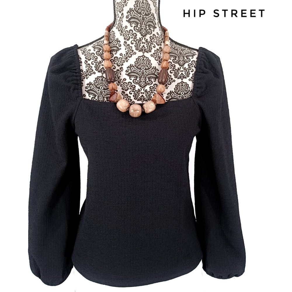 MADEWELL Square Neck Peasant Sleeve LS Stretch Blouse S